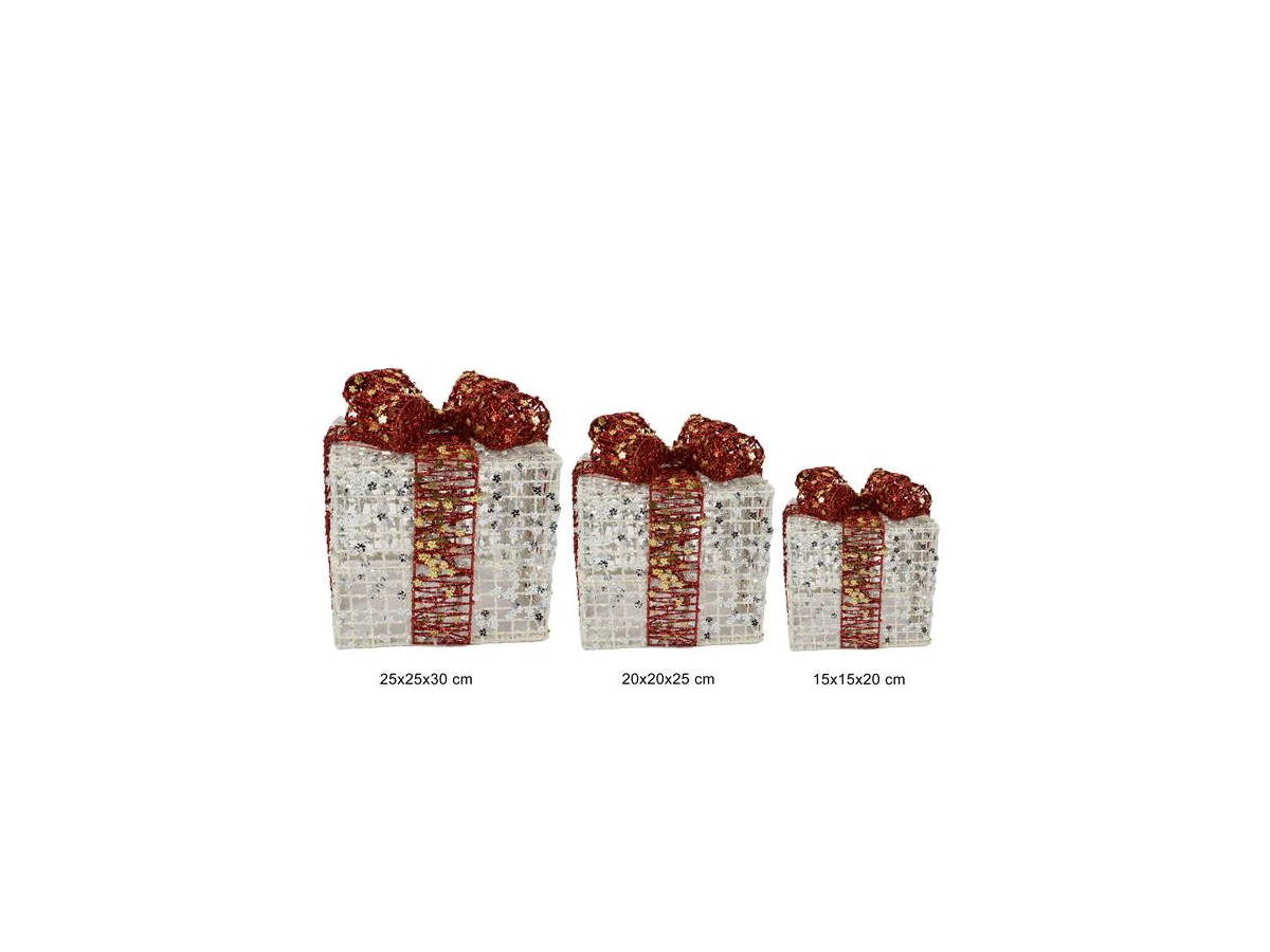 PACCHI DONO SET 3PZ BIANCO CON FIOCCO GLITTER